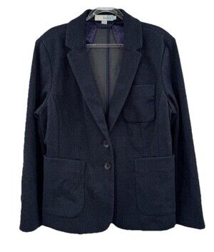 Boden Blazer Women 8 US 12 UK Cotton Blend Blue Micro Dot Jacket Preppy Classic
